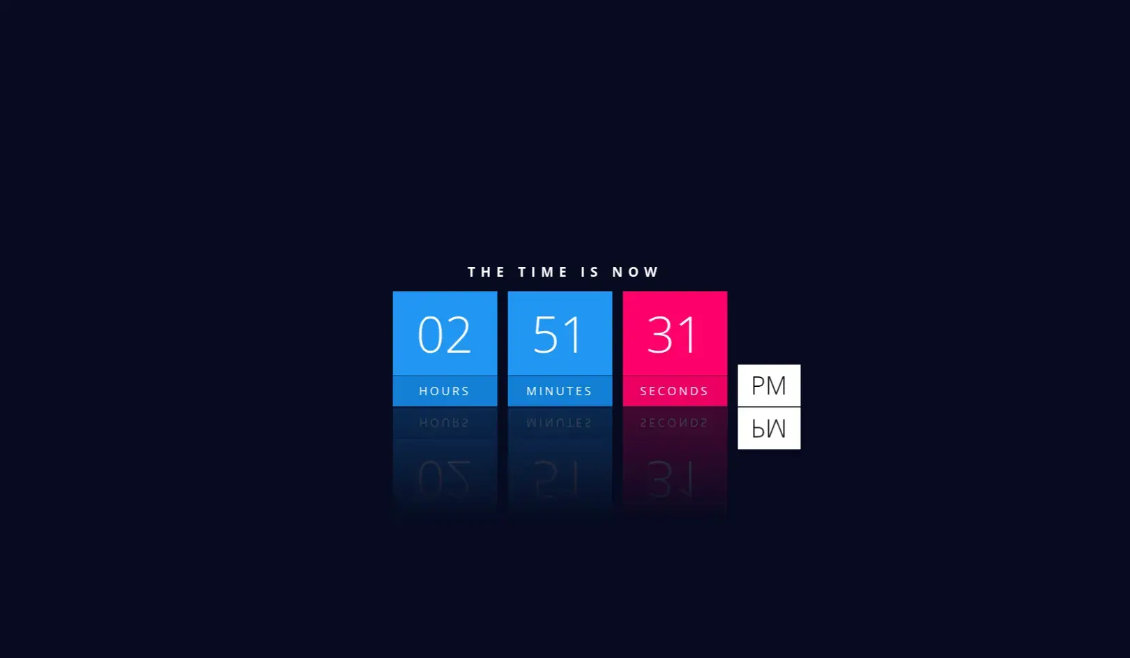 Digital Clock with Reflection in HTML, CSS & JavaScript – Real-Time Timepiece UI - Project Thumbnail
