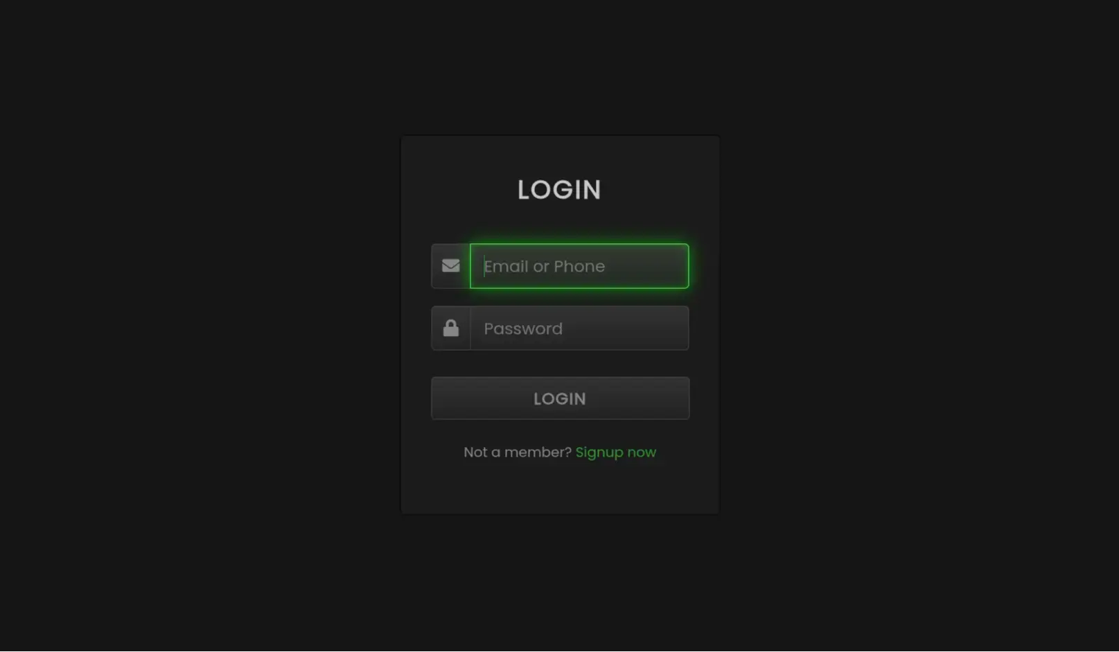 Glowing Input Login Form using HTML and CSS – Stylish UI Design - Project Thumbnail