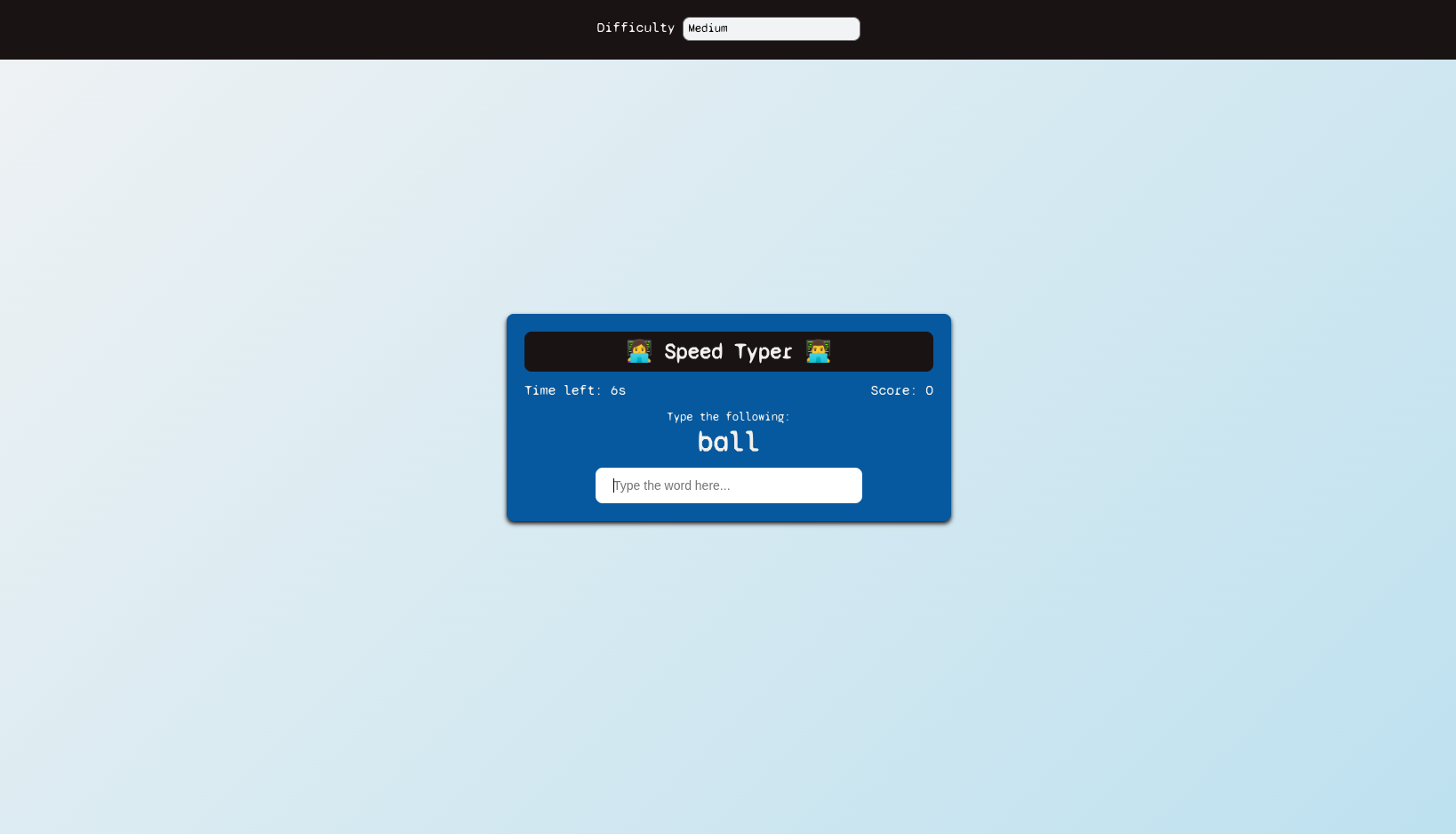 Typing Game - HTML CSS JavaScript - Project Thumbnail