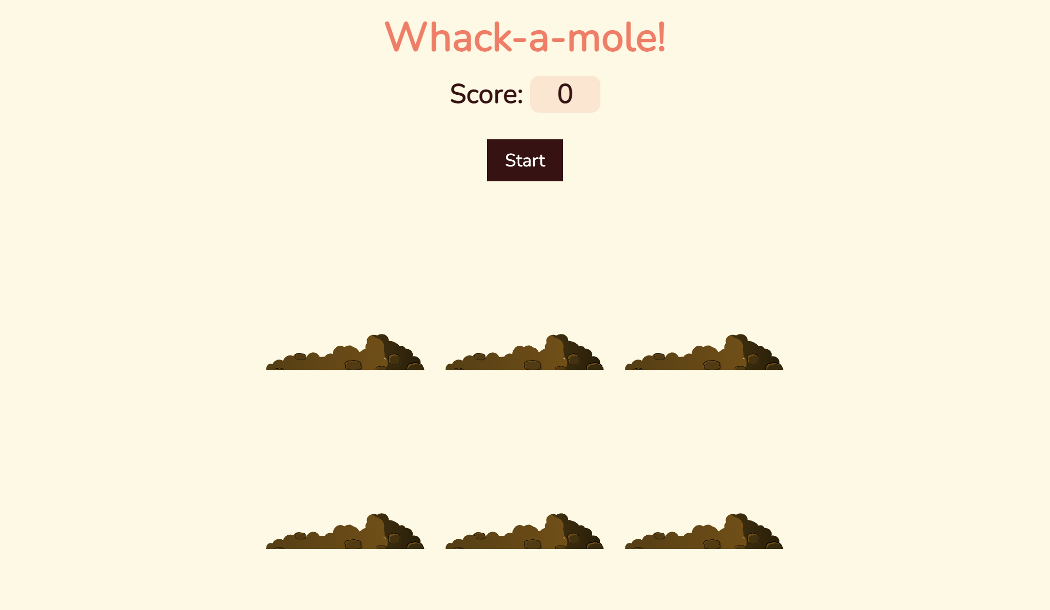 Whack-a-Mole Game Using HTML, CSS, and JavaScript - Project Thumbnail